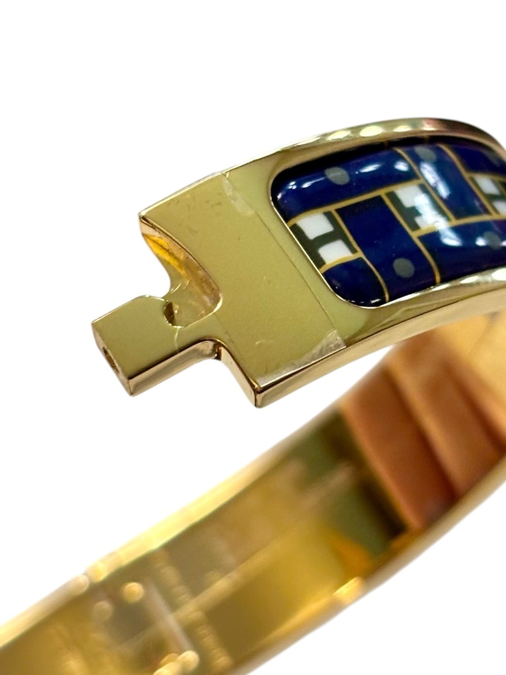 Hermès Clic H Son du H Marine Classique PM Enamel Bracelet Gold Rare - Picture 10 of 14
